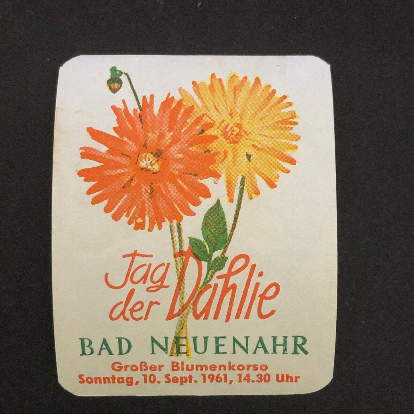 Vintage Advertising Stamp w/ Gum Adh. - Jag der Dahlie Bad Neuenahr - 1961