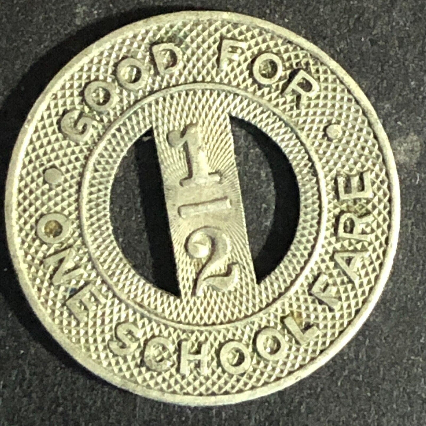 Kingston City Transp. Corp. (NY) WM G/F ½ One School Fare Transit Token -- 20mm