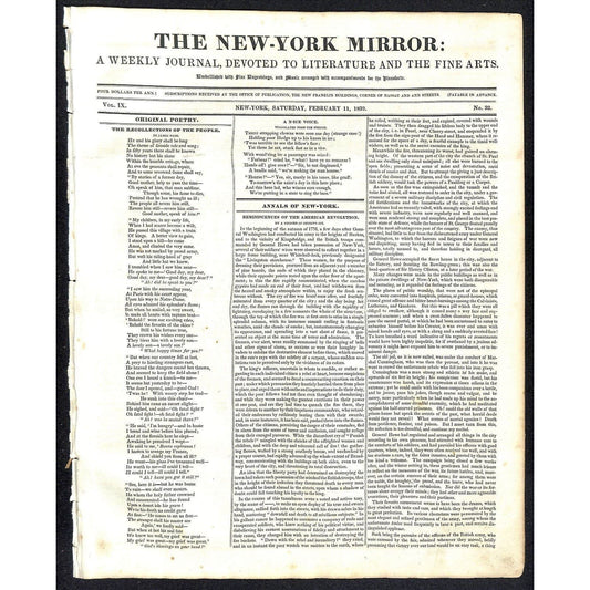 New-York Mirror Weekly Journal Literature Fine Arts Newspaper 2/11/32 8pp