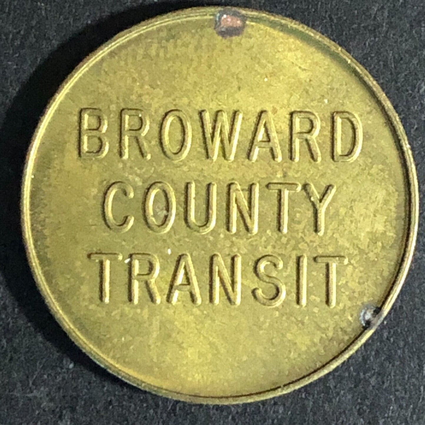 Broward County Transit (Ft. Lauderdale) G/F One Fare Brass Transit Token 23mm