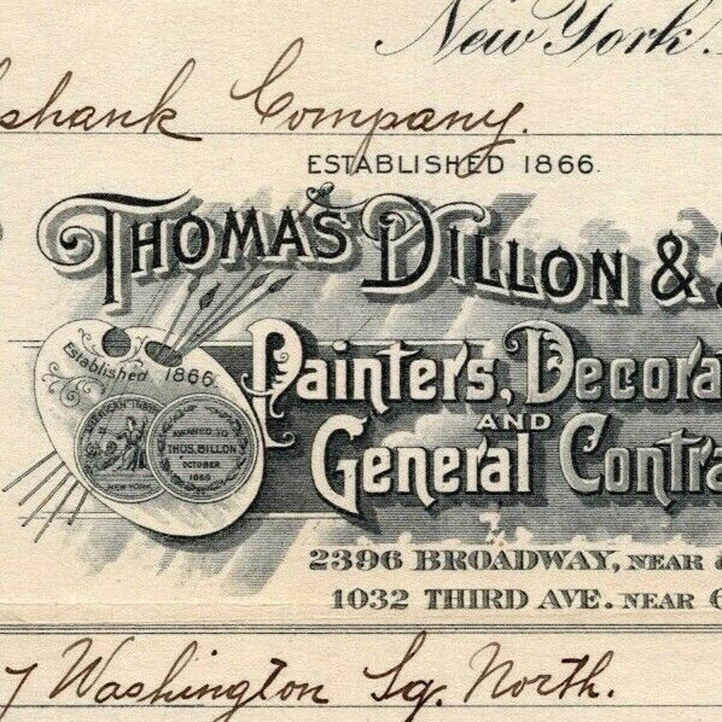 1916 "Thomas Dillon & Sons" General Contractors Billhead Letterhead 3rd Ave NYC