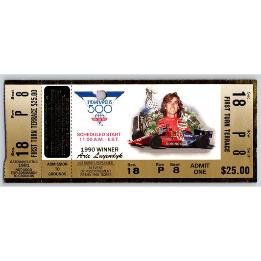 1991 Indianapolis 500 Ticket Stub Racing IMS - First Turn Terrace