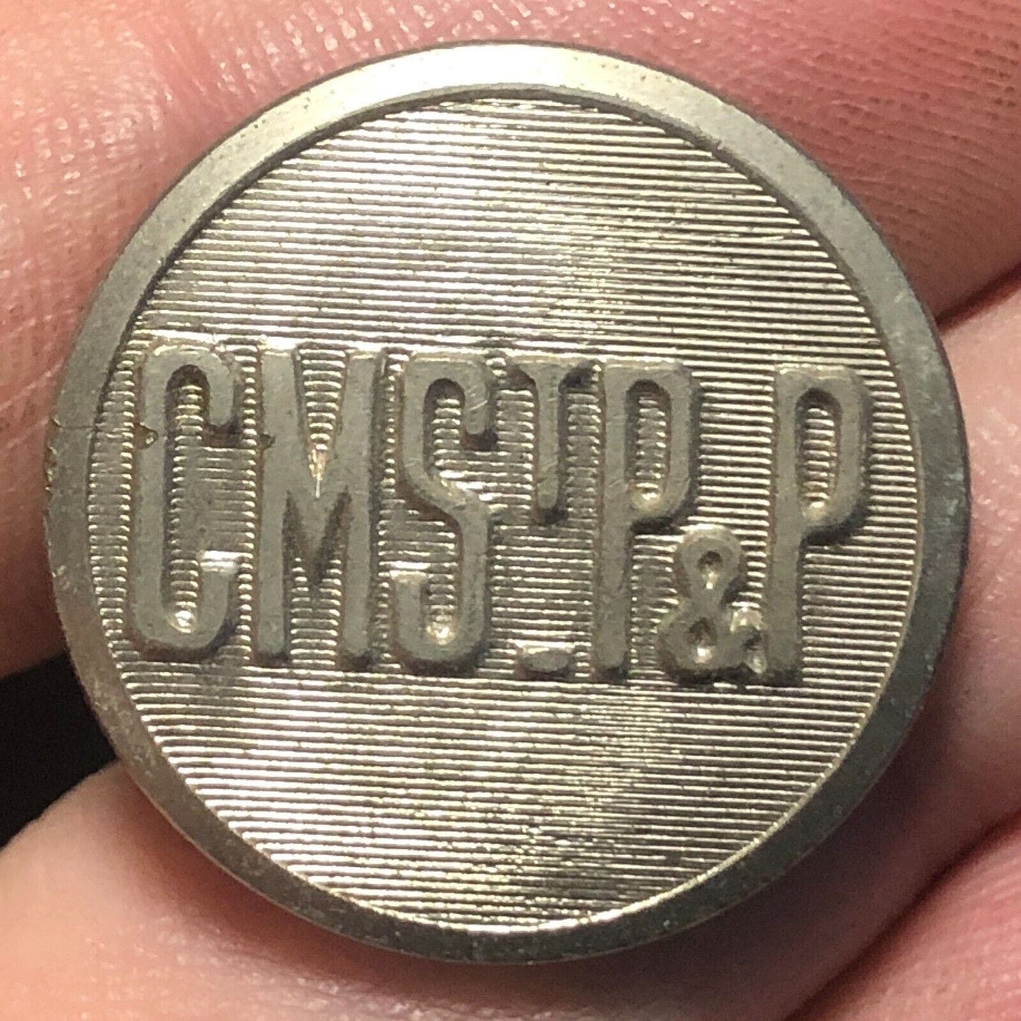CMStP&P Railroad Uniform Button Brasstone 3/4" Flat Waterbury