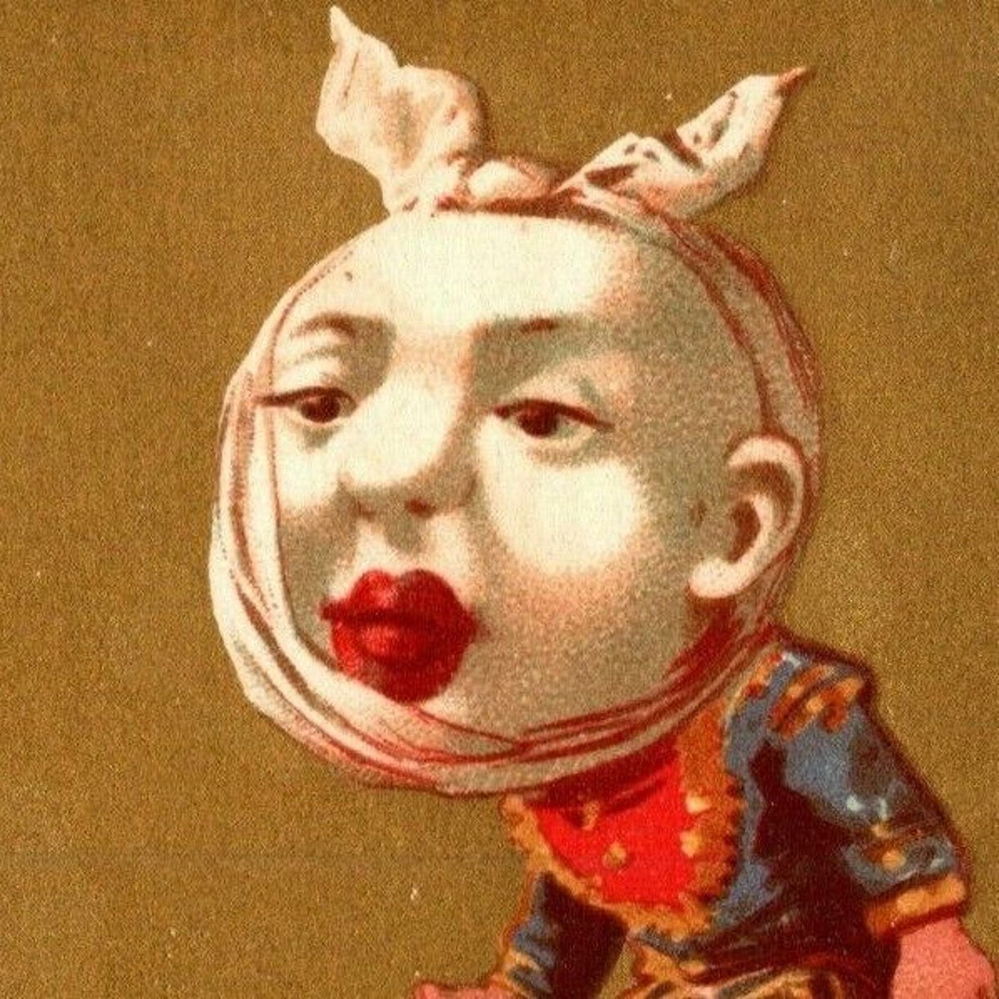 French Gilt Pulling Teeth / Tooth Unmarked Victorian Trade Card Exaggerated