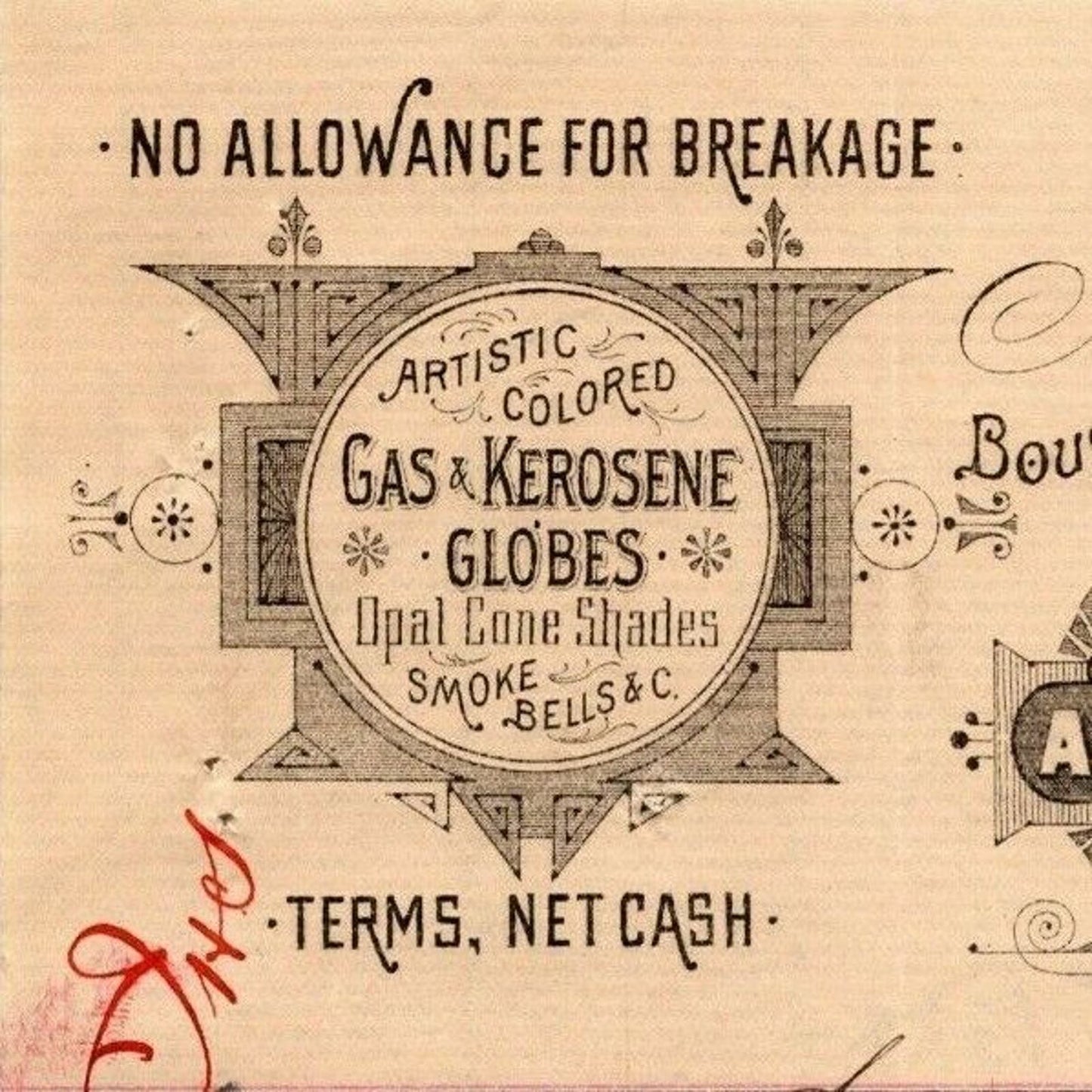 1888 L.D. Hatton & Co. Billhead Letterhead Gas Globes 38 West Fourth St NYC