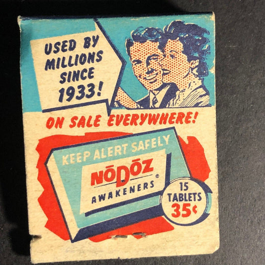 NoDoz Awakeners Full 20-Strike Matchbook c1940's-50's VGC Scarce