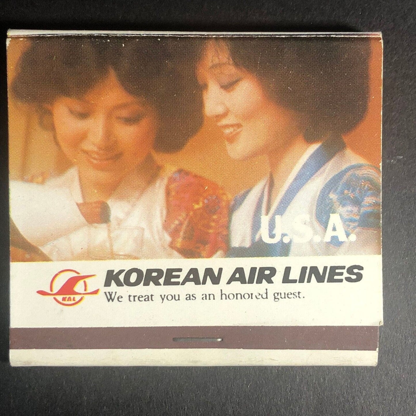 Korean Air Lines Hyatt Regency c1960's-70's Full 15 Strike Matchbook Very Scarce