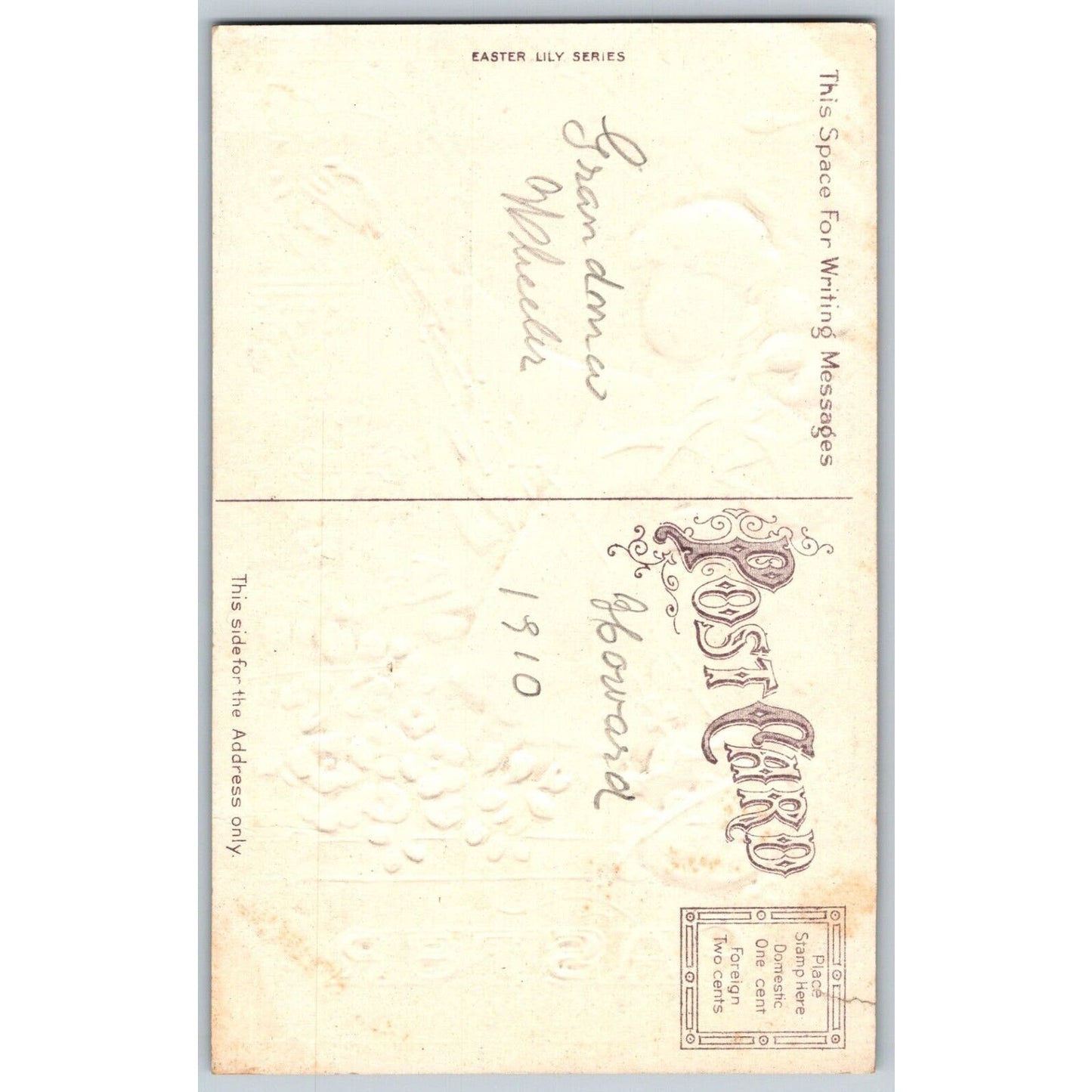 Vintage Easter Postcard "Easter Greeting" Church Boy w/ Incense Dated 1910