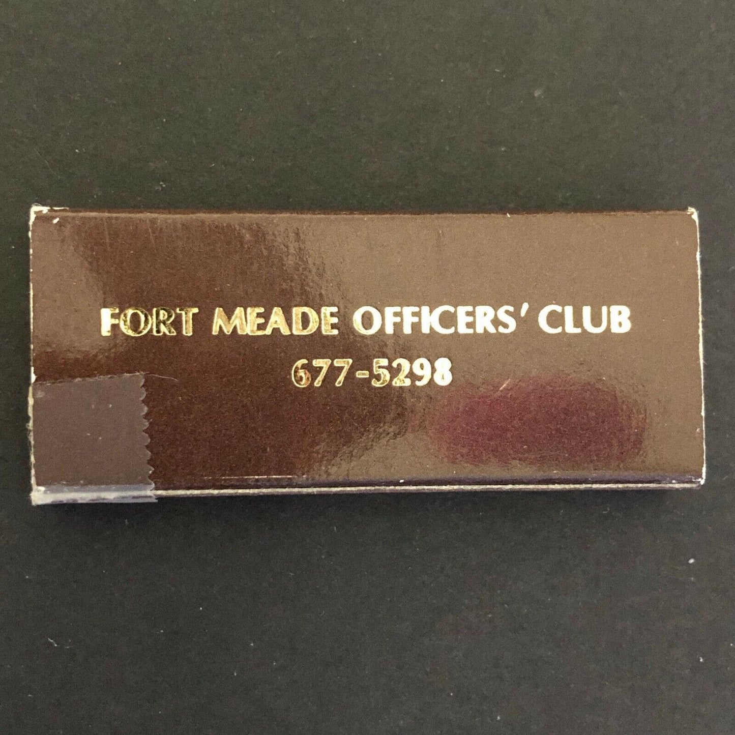 c1970's-80's Wooden Matchbox Matchbook "Fort Meade Officer's Club"
