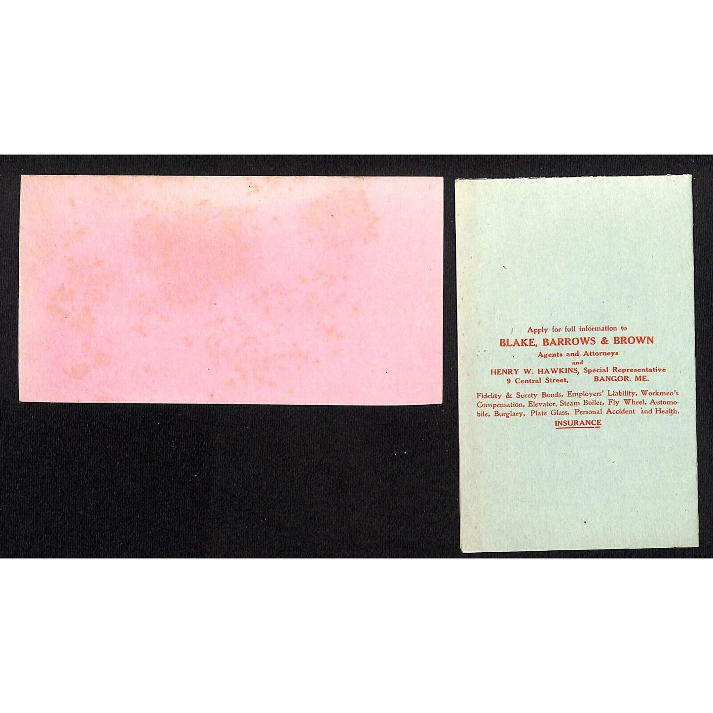 Newburgh, ME Amos W. Knowlton* 1916 Ins. Letterhead Ink Blotter Statement Group