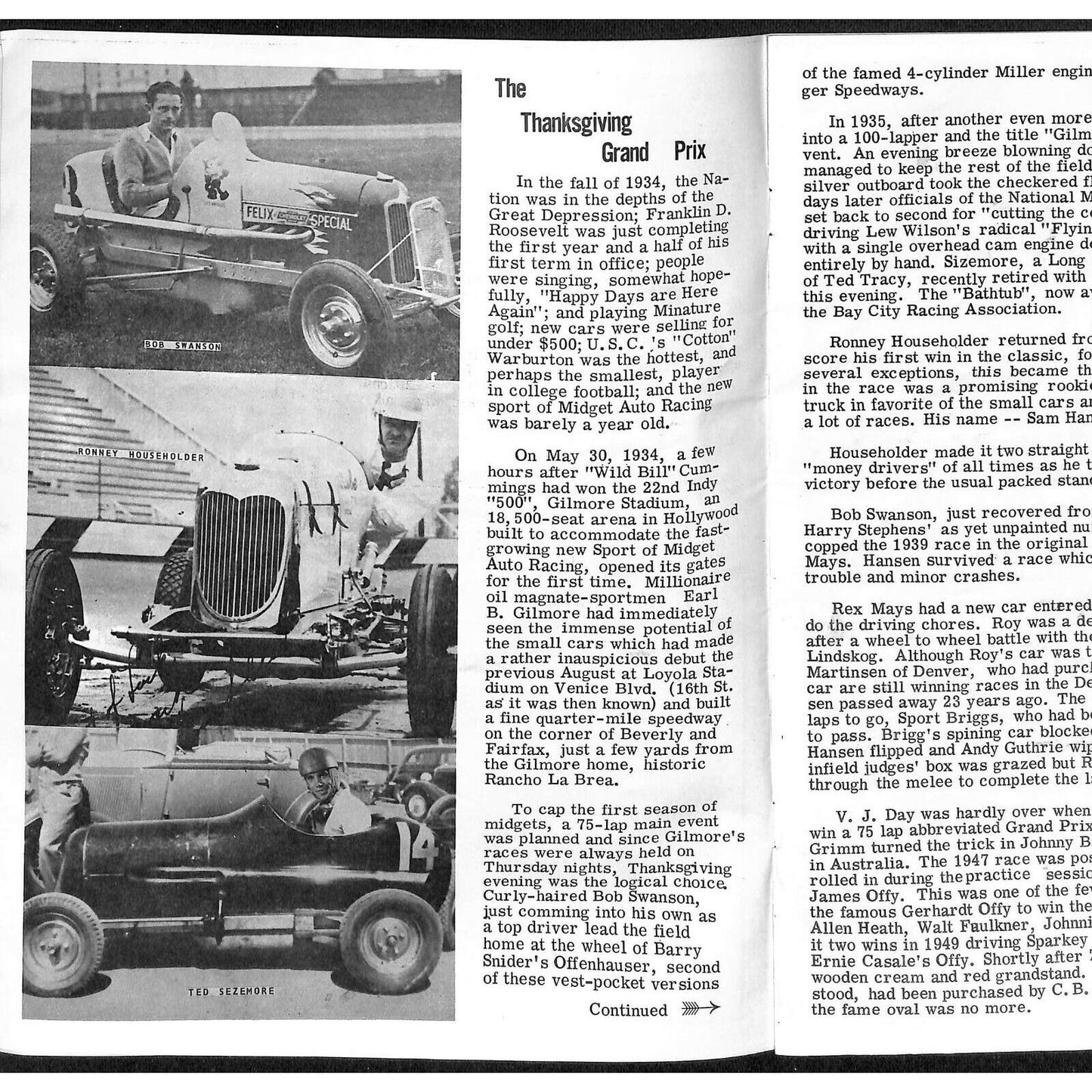 Scarce Nov 28 1968 USAC Midget Races Auto Racing Program Ascot Park Gardena