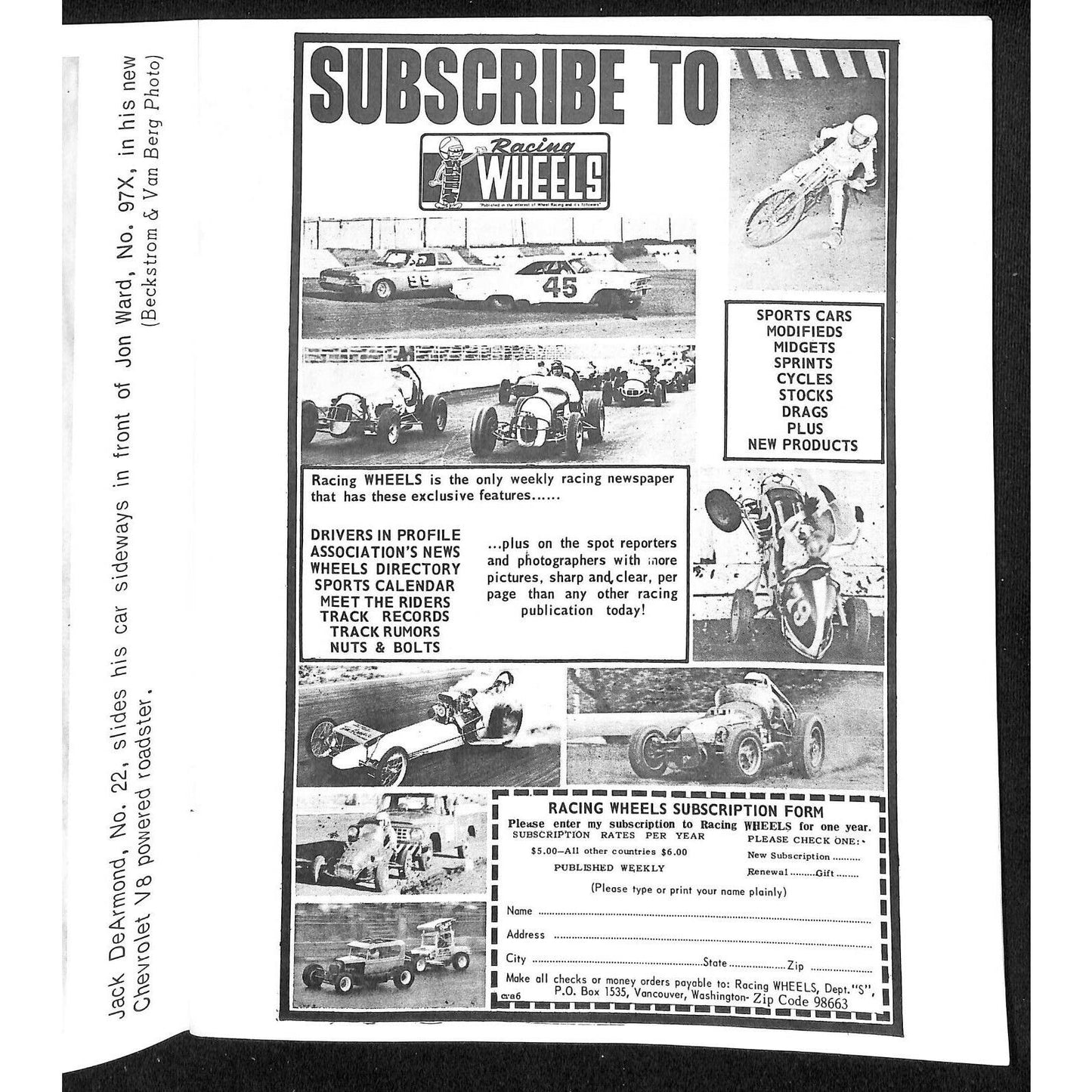 Scarce 7/27 1966 Sprint Car Auto Racing CRA Program Ascot Park Gardena 16pp.