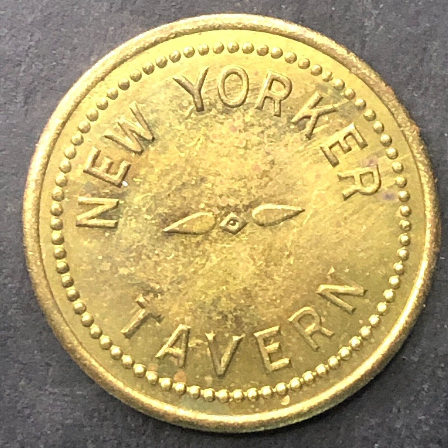 New Yorker Tavern G/F 5¢ Trade Token Brass 20mm Scarce