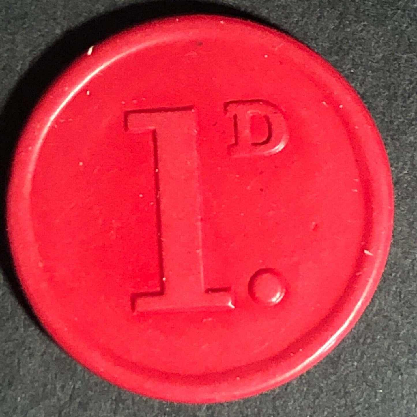 Accrington Transport England Plastic Token Red 1D 22mm c50's-60's