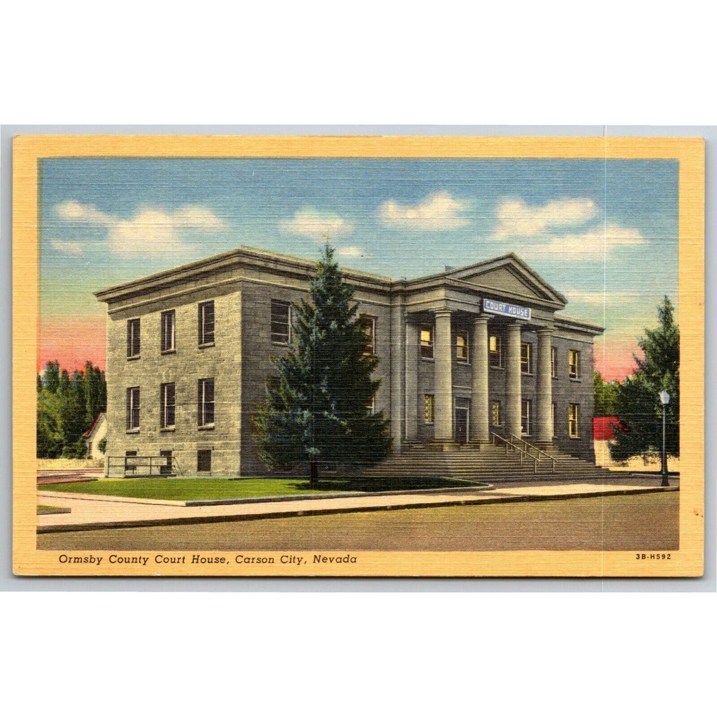 Vintage c1930-45 Linen Postcard -- Ormsby County Court House, Carson City, NV