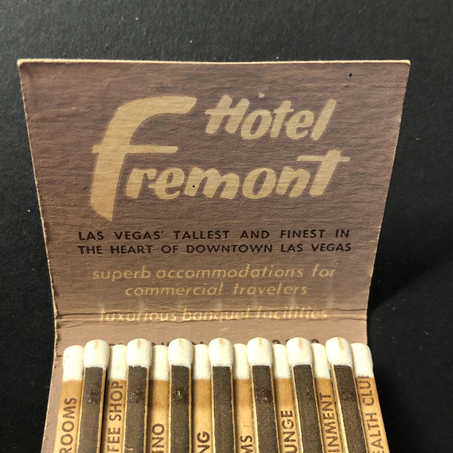 Hotel Fremont Las Vegas Casino Full Matchbook Printed Stick 1960's VGC Scarce