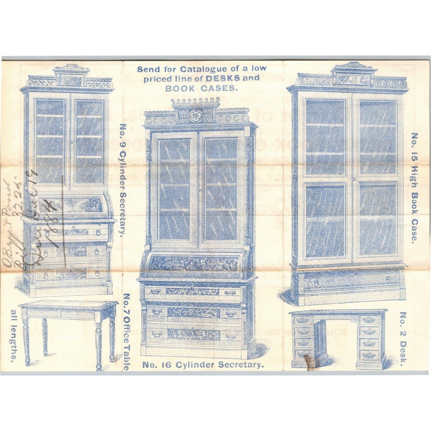 Boston, MA Orpin Bros. & Pond Desks Book Cases 1884 Billhead J.P Marsh Bethel VT