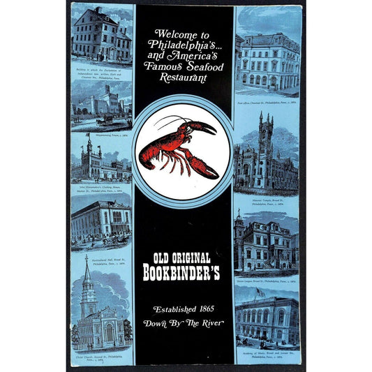 Bookbinder's Menu 1976 Large Restaurant Philadelphia Landmarks Cover Art