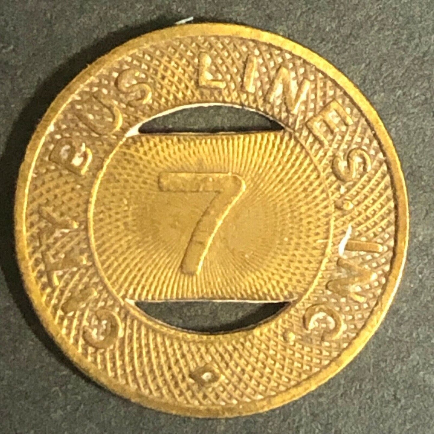 c1930-40's 16mm City Bus Lines Inc. 7 G/F One Fare Token Torrington Connecticut