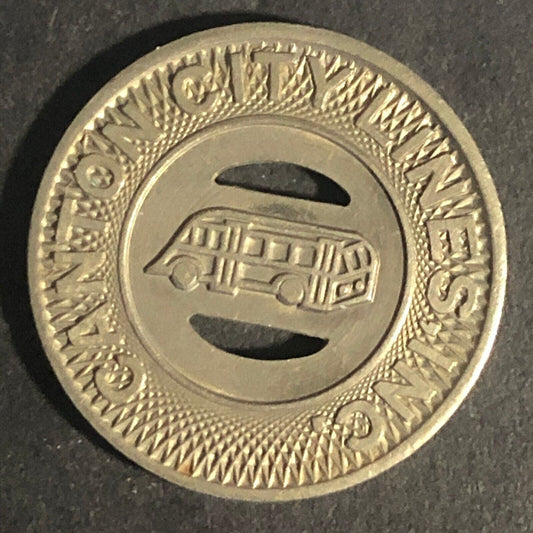 Canton City Lines Inc. G/F One Fare Brass Bus Transit Token 23mm