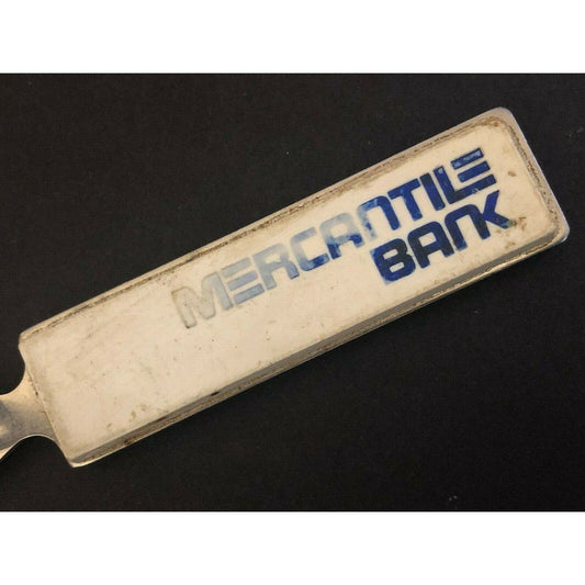 c1970's-80's Vintage 7" Mercantile Bank Metal Plastic Advertising Letter Opener