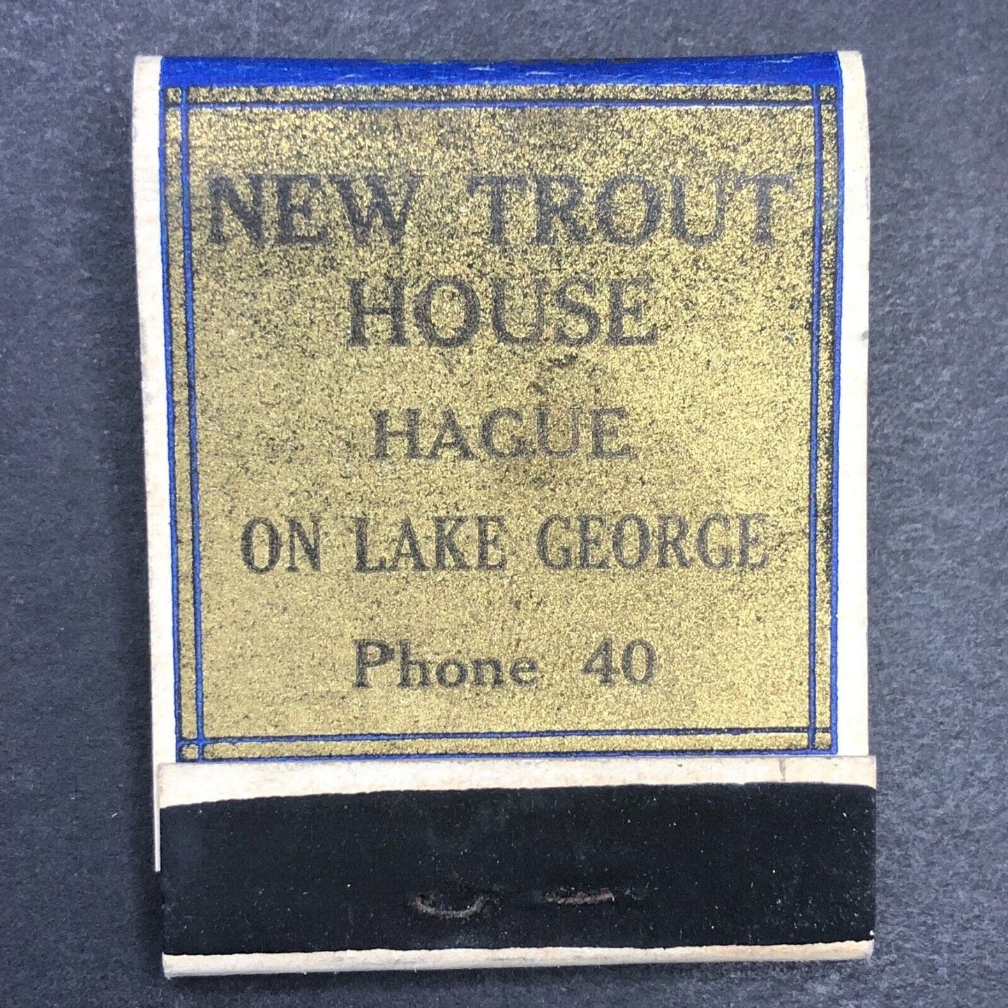 New Trout House Hague on Lake George Full Matchbook c1930's-40's VGC Scarce