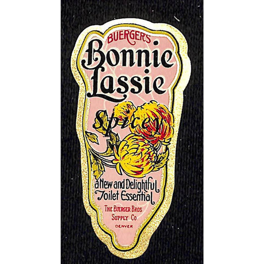 Burger's Bonnie Lassie Spicey "Toilet Essential" Vintage Beauty Label NOS Gilt