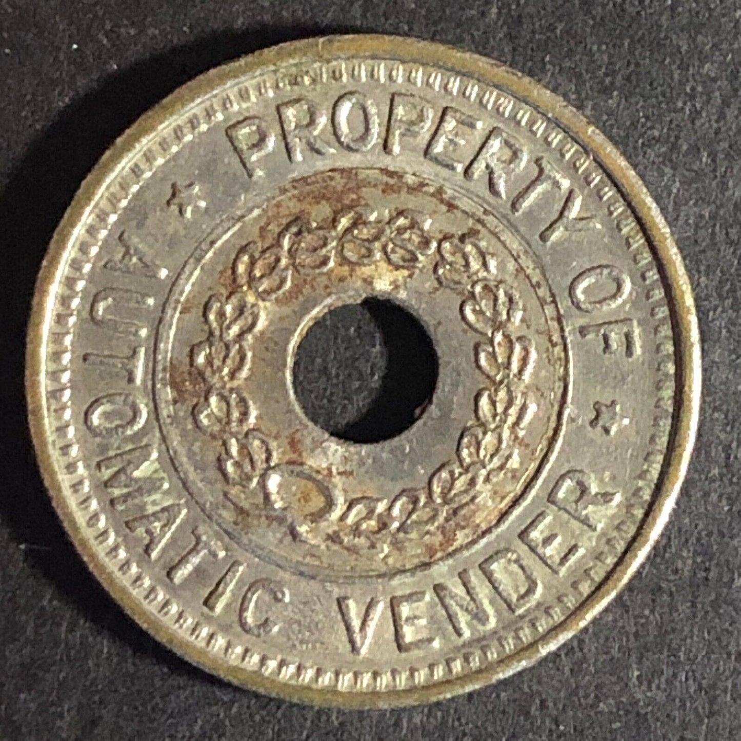 "Property of Automatic Vender" WM Vending Trade Token 21.2mm