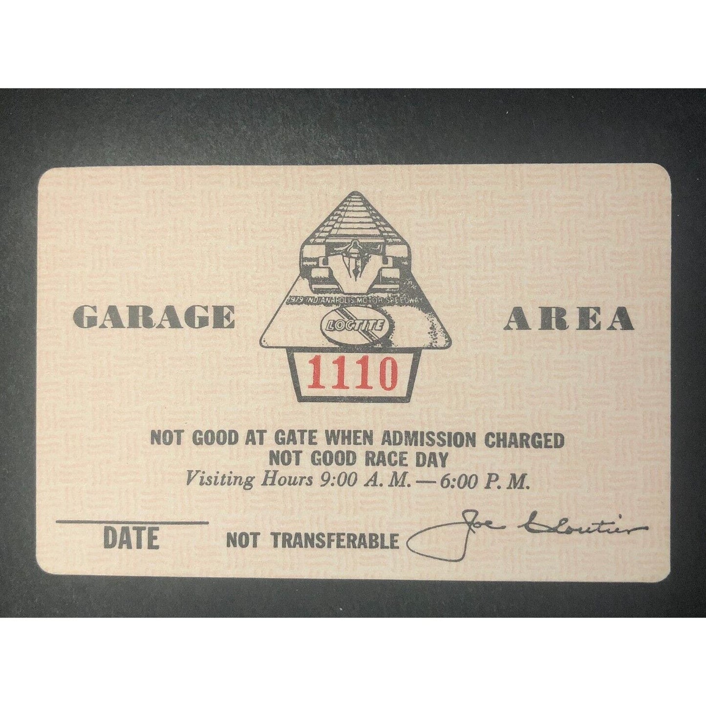 Indianapolis Motor Speedway IMS 1979 Garage Area Pass - Unused #1110