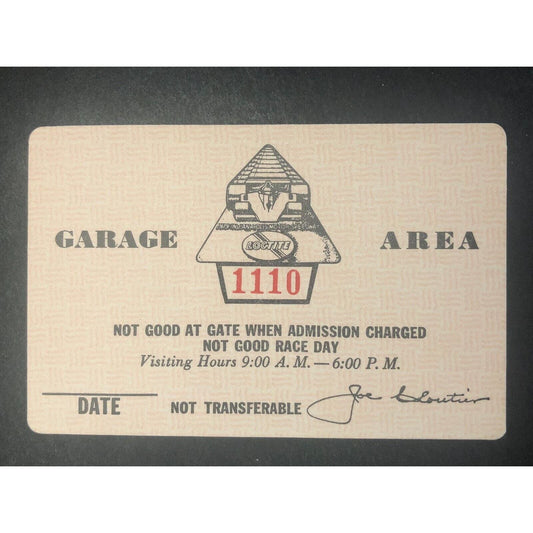 Indianapolis Motor Speedway IMS 1979 Garage Area Pass - Unused #1110