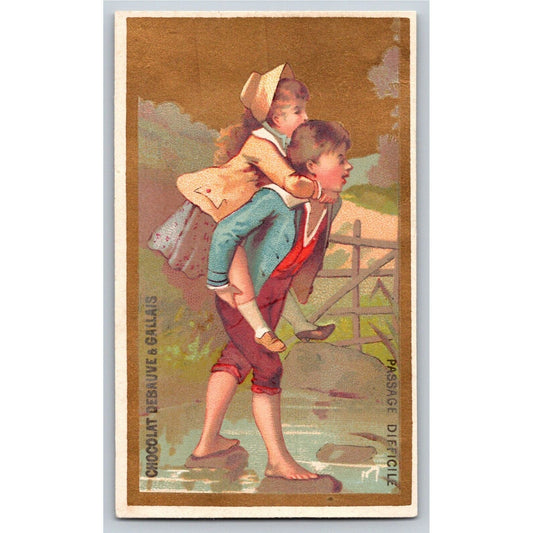 French Victorian Trade Card "Chocolat Debauve & Gallais" Passage Difficile