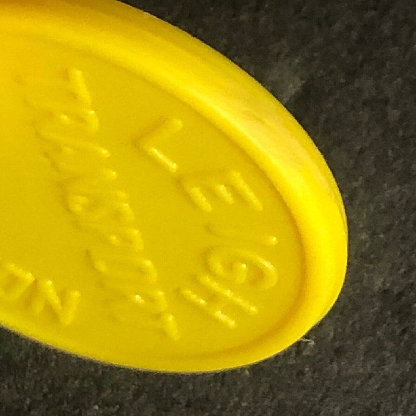 Leigh Transport England Plastic Transit Token Yellow 3D 21mm c50's-60's