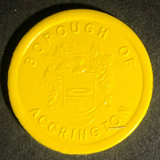 Accrington Transport England Plastic Token Yellow 1 1/2D 22mm c50's-60's