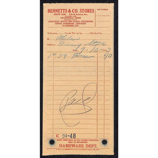 Bennetts & Co. Dept. Store Butte Montana 1933 Billhead Letterhead - Wilson Drug