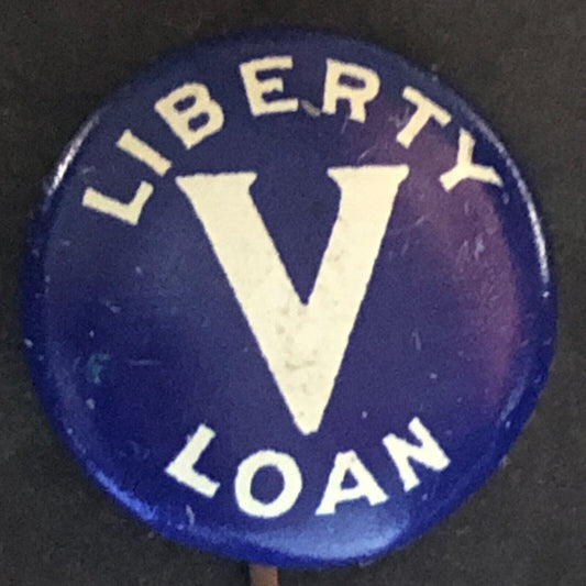 WWI Liberty Loan "V" (For Victory) Steel Pinback Button 17.5mm / c1918