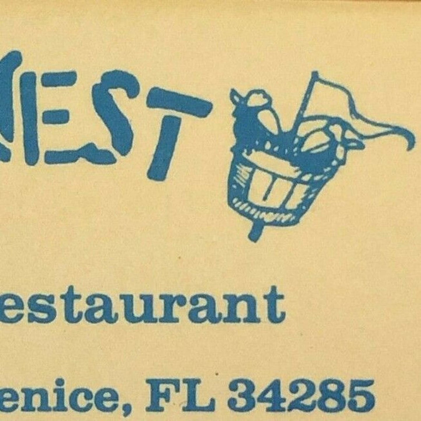 c1980's Wooden Matchbox Matchbook Crow's Nest Restaurant South Jetty, Venice FL