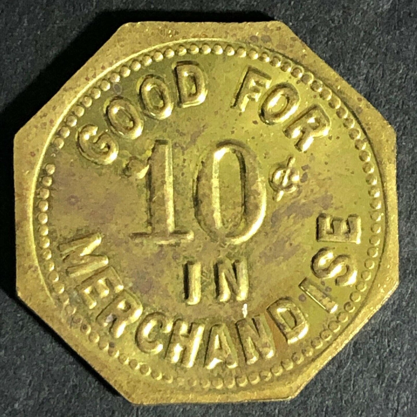 (John Doerr Lumber Wilmette, IL ?) "J.D." Token G/F 10c In Merch 22.4mm Octagon