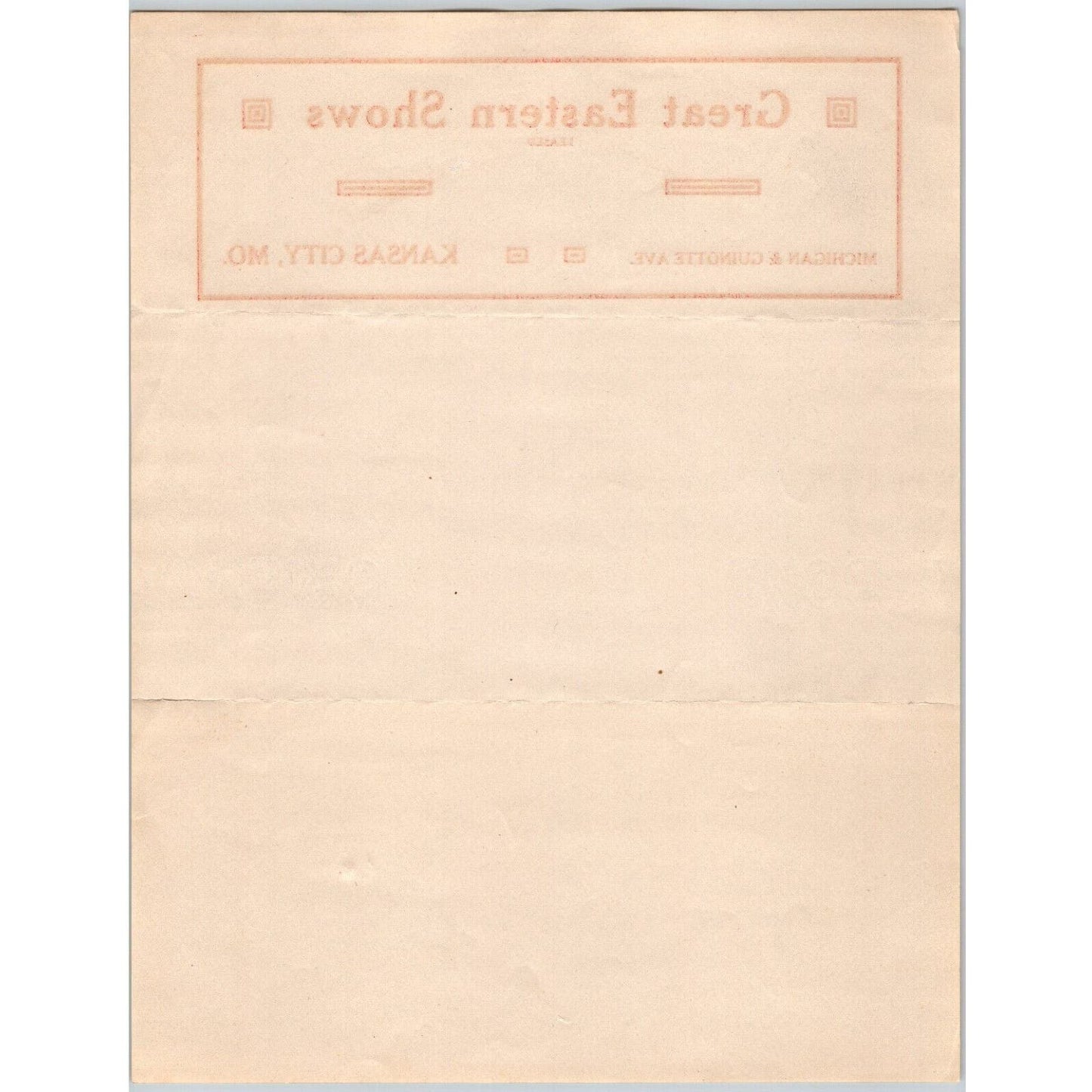 Great Eastern Shows Circus Letterhead c1914 Kansas City, MO Scarce