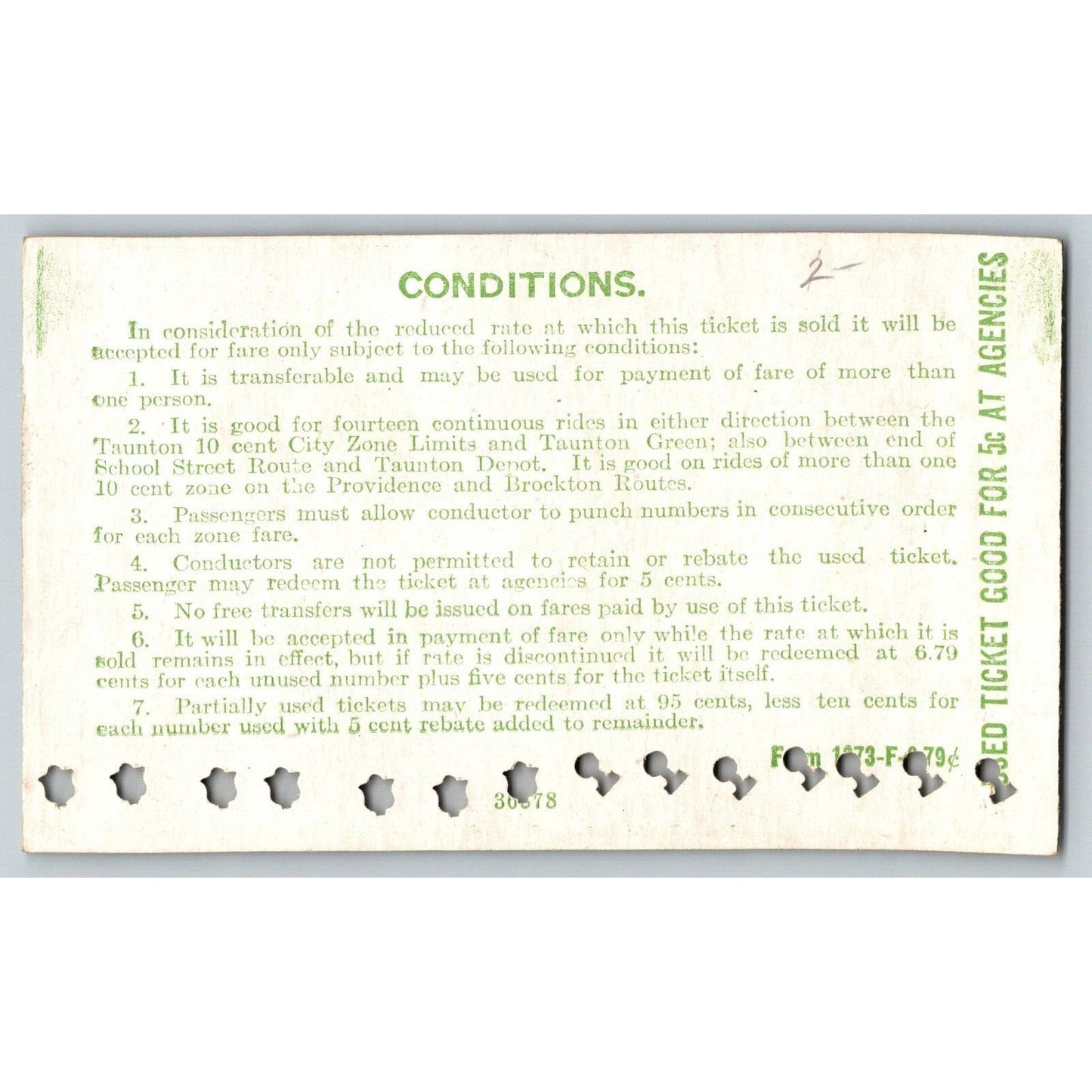 Eastern Massachusetts Street Railway Taunton c1919-33 14 Ride Ticket #417986