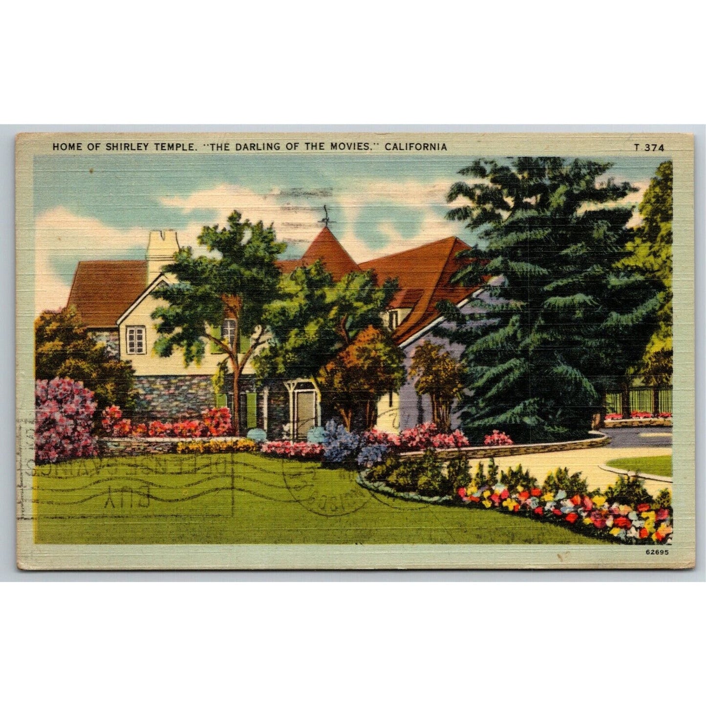 Vintage Linen Postcard Shirley Temple's Home California c1942