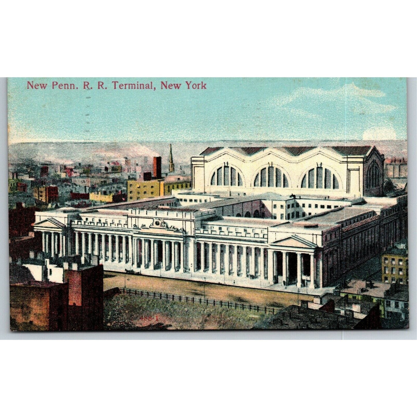 Vintage c1910 New York Postcard "New Penn. R.R. Terminal"