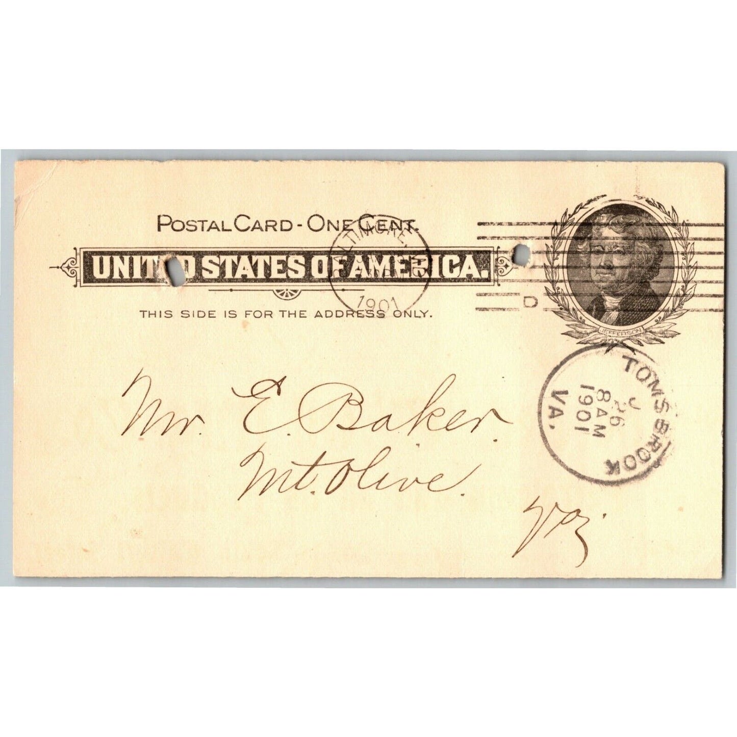 1901 Adv. Payment Conf. Postcard Red C Oil Baltimore Highlandtown E. Baker*