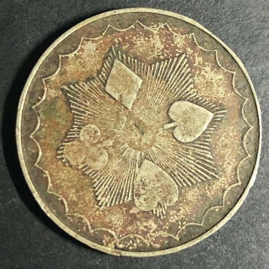 Brass 22.41mm U.S. "1" Four Suits Radiant Gaming Counter Token Fauver Collection