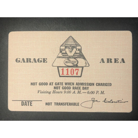 Indianapolis Motor Speedway IMS 1979 Garage Area Pass - Unused #1107