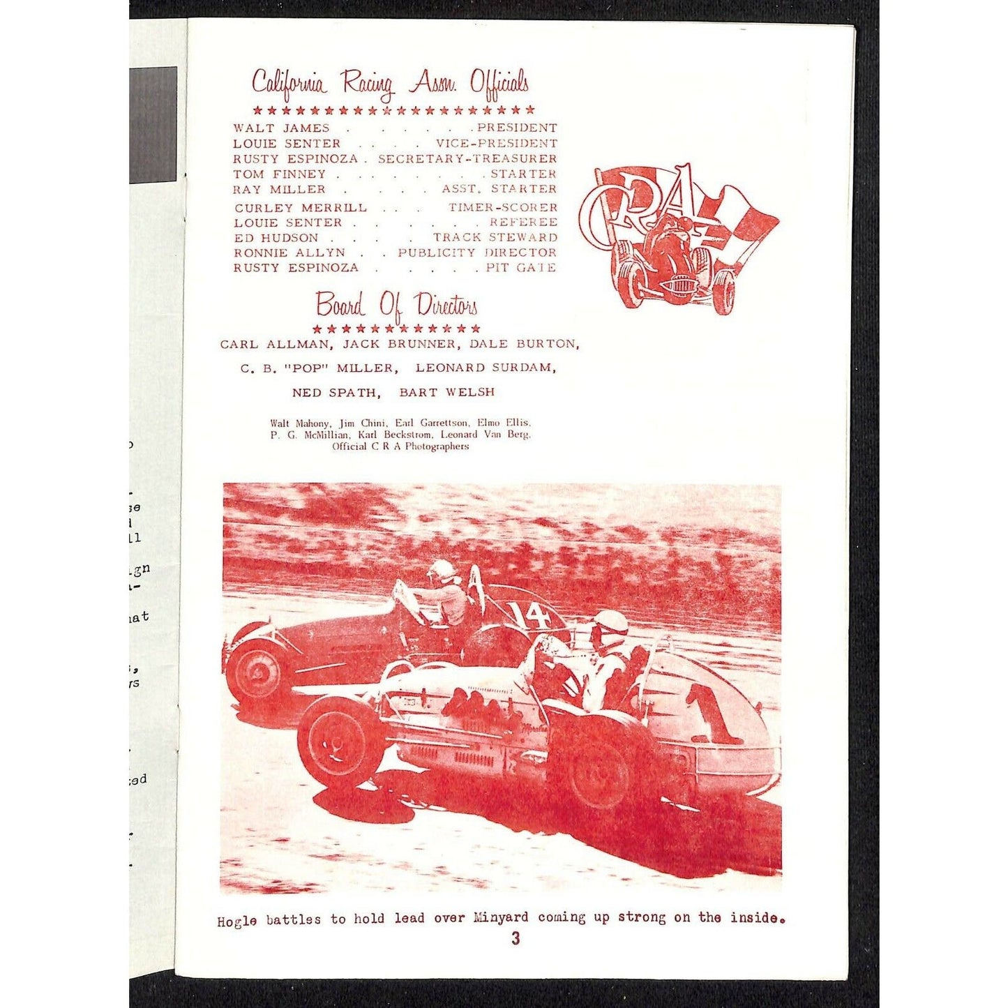 Scarce 1966 New San Gabriel Valley Speedway Auto CRA Racing Program 12pp.