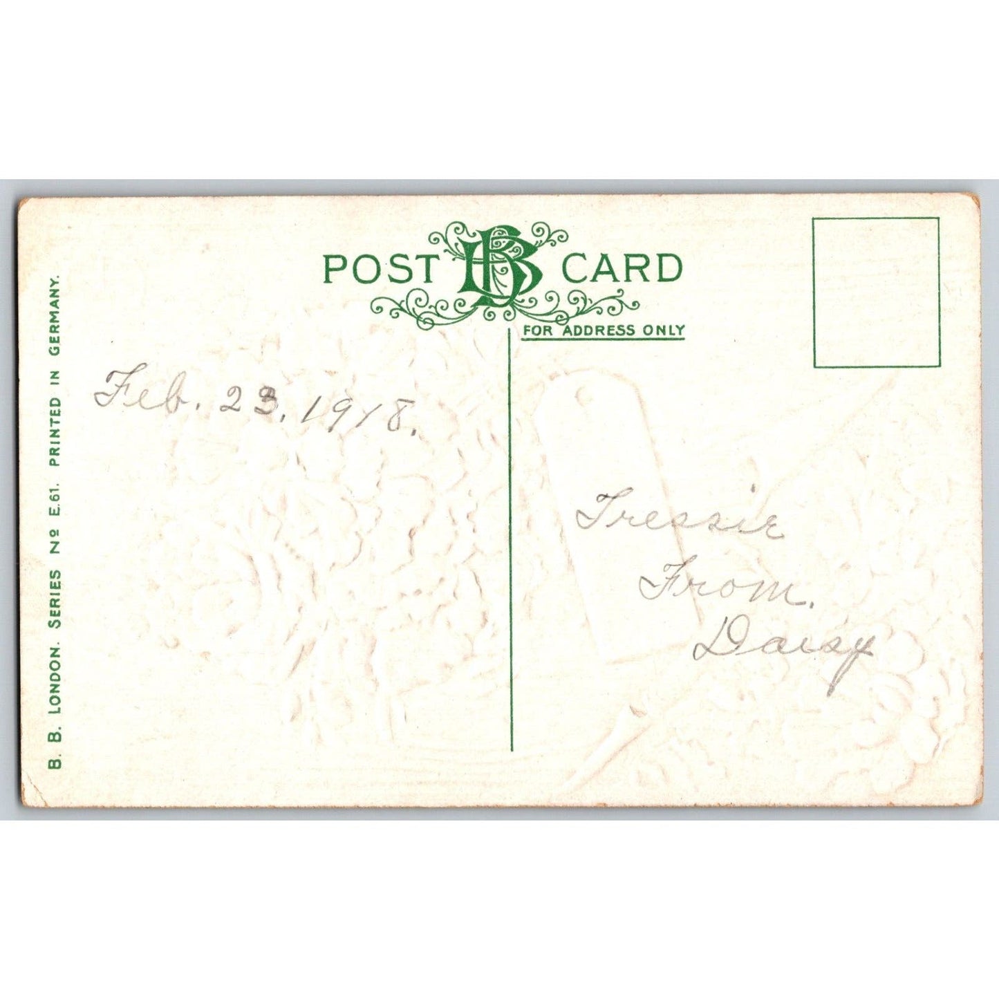 Romantic Postcard "Every Good Wish" Floral Embossed Gold Ink NP c1918