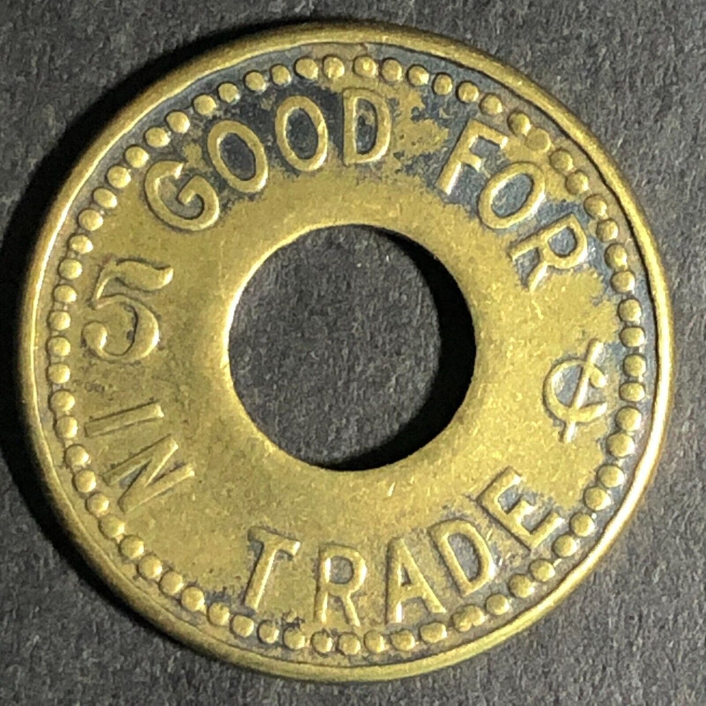 N.W.C. Co. (Seattle Northwestern Candy Co.) Brass 5c Trade Token 21mm