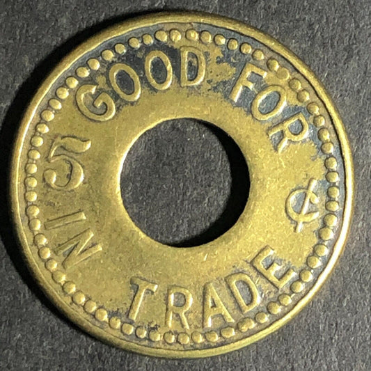 N.W.C. Co. (Seattle Northwestern Candy Co.) Brass 5c Trade Token 21mm