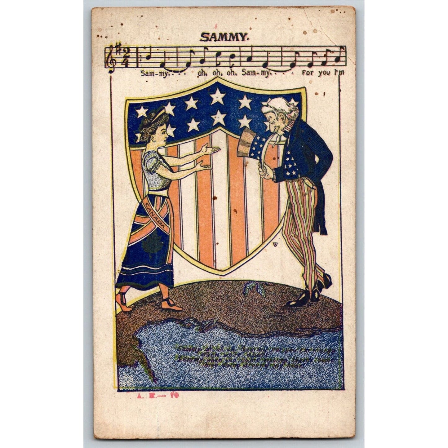 Sammy (America / Canada) c1905 Undivided Comic Uncle Sam Humor Postcard