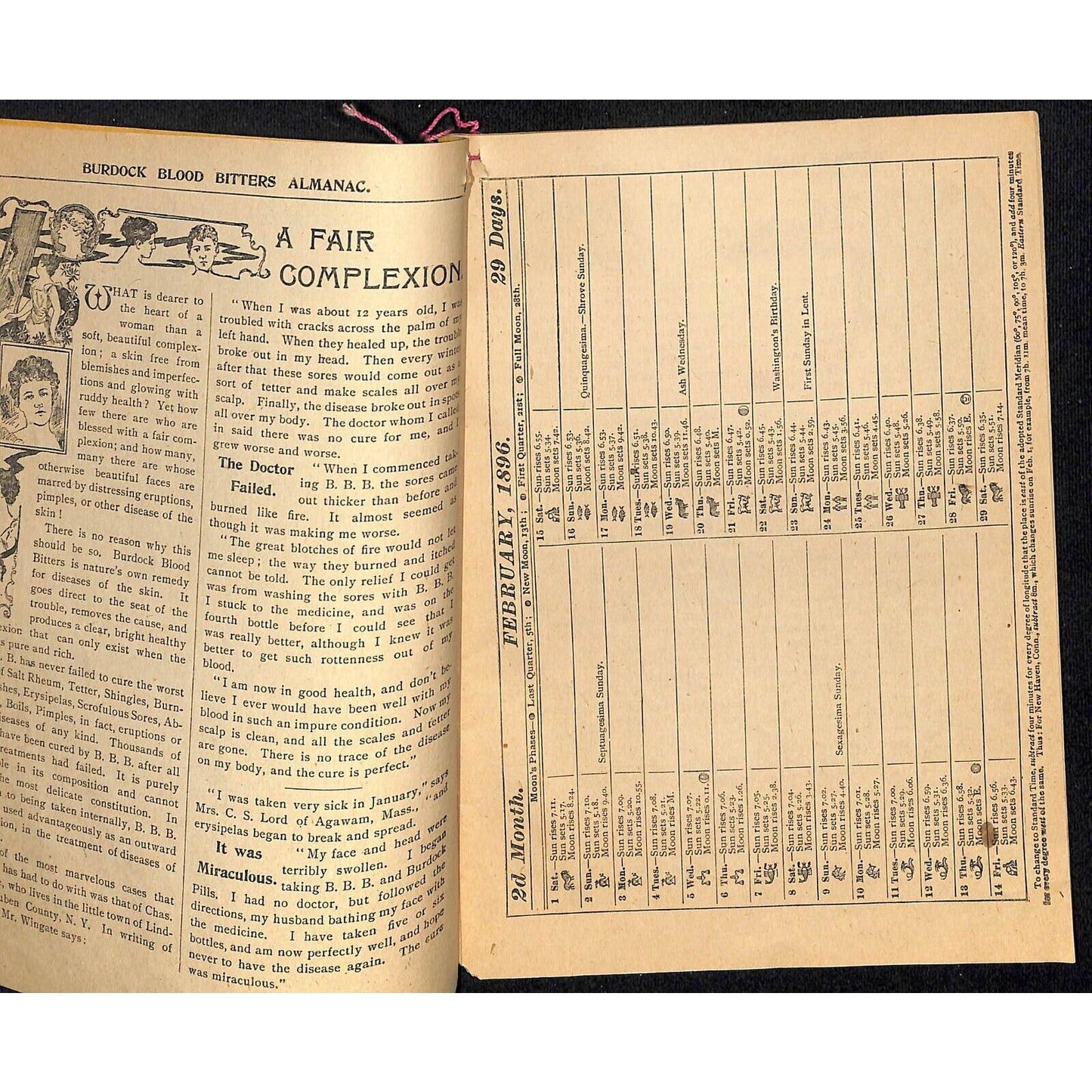 Burdock Blood Bitters 1896 Almanac and Key to Health 32pp VGC